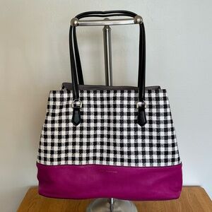 Diane Von Furstenberg Voyage Black and White Tote with Gingham Design
